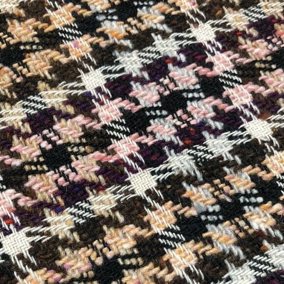 Wool scarf Brown cream pink and orange hounds tooth virgin wool scarf - Picture 7 of 7